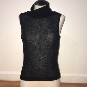 Black Turtleneck Sleeveless Sweater